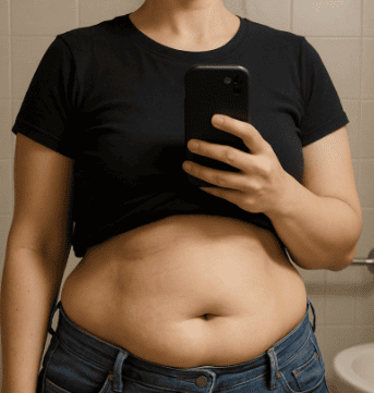 Zona abdominal con aumento de peso